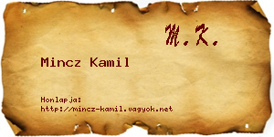 Mincz Kamil névjegykártya